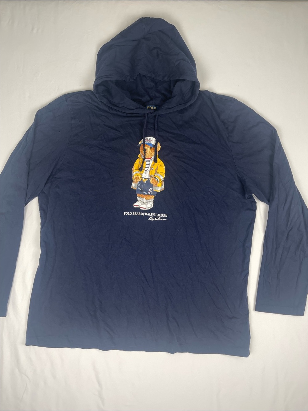 Ralph Lauren Navy Hoodie with Polo Bear Graphic